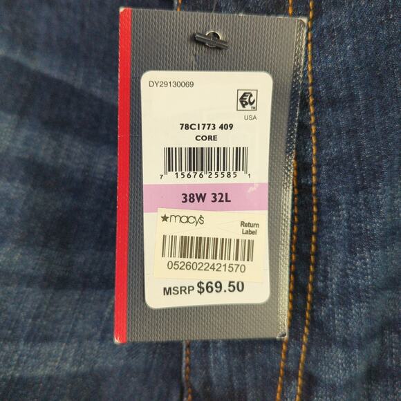 Tommy Hilfiger Jeans Mens 38x32 Blue Straight Stretch New - Picture 3 of 9